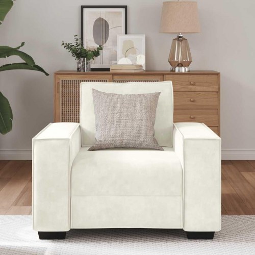 Sofastol 60 cm fløjl cremefarvet