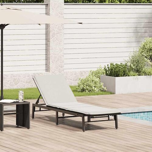 Liggestol med hynde polyrattan sort