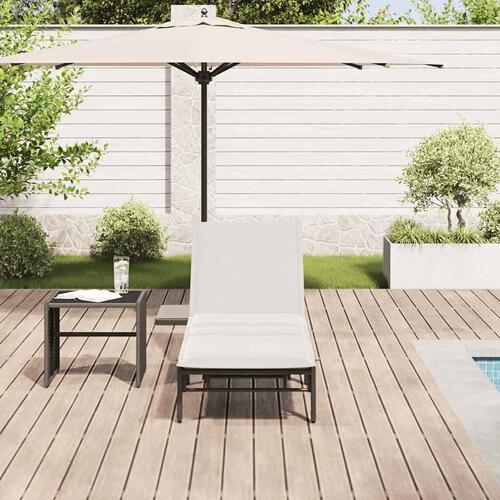 Liggestol med hynde polyrattan sort