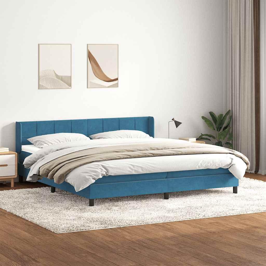 Kontinentalseng med madras 180x210 cm fløjl mørkeblå