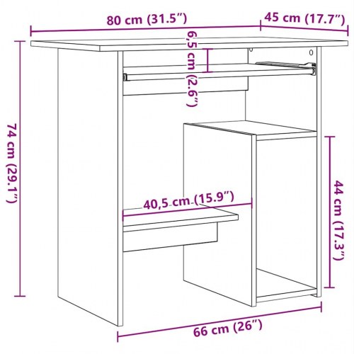 Skrivebord 80 × 45 × 74 cm i konstrueret træ - sort egetræsfarve