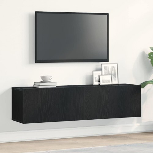 TV-bord 120 x 30 x 30,5 cm i konstrueret træ - sort eg