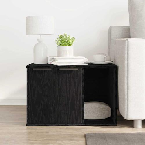 Toiletskjuler til kattebakke 60x40x40cm konstrueret træ sort eg