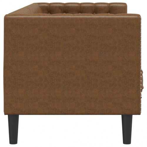 3-personers Chesterfield-sofa i imiteret ruskind - brun