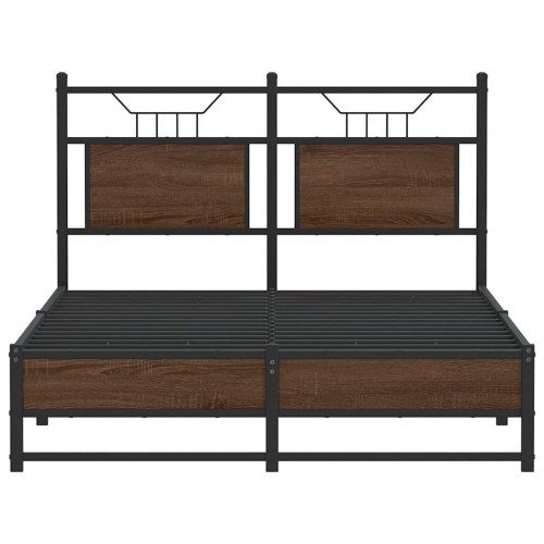 Sengeramme 120 x 200 cm uden madras med sengegavl - brun egetræ