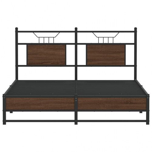 Sengeramme 140 x 190 cm med sengegavl - brun egetræ