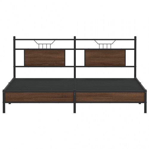 Sengeramme uden madras med sengegavl 183 x 203 cm - brunt egetræ