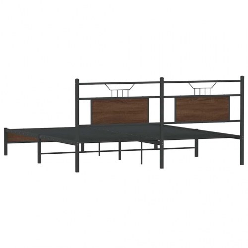 Sengeramme uden madras med sengegavl 183 x 203 cm - brunt egetræ