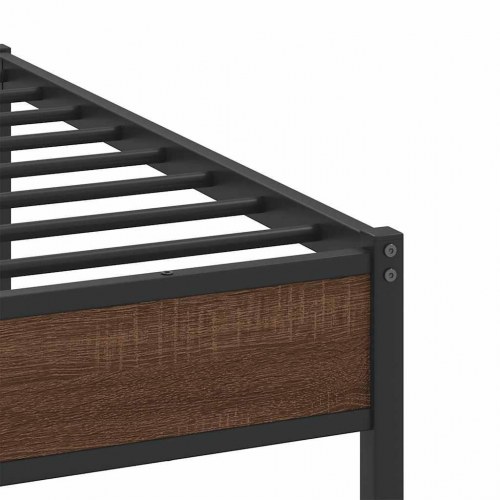 Sengeramme uden madras med sengegavl 183 x 203 cm - brunt egetræ