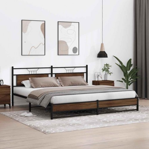 Sengeramme uden madras 193 x 203 cm - brun egetræsfarve