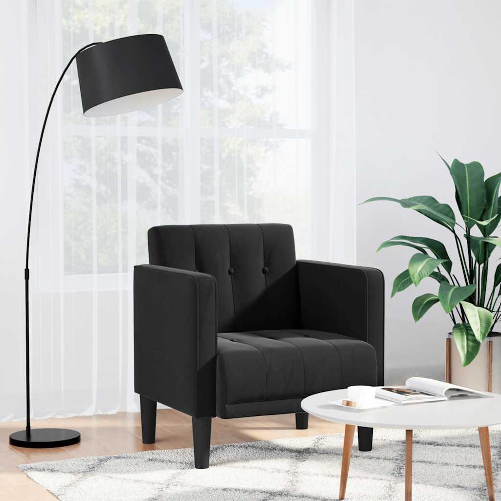 Sofastol Med Armlæn 53 Cm Fløjl - Sort