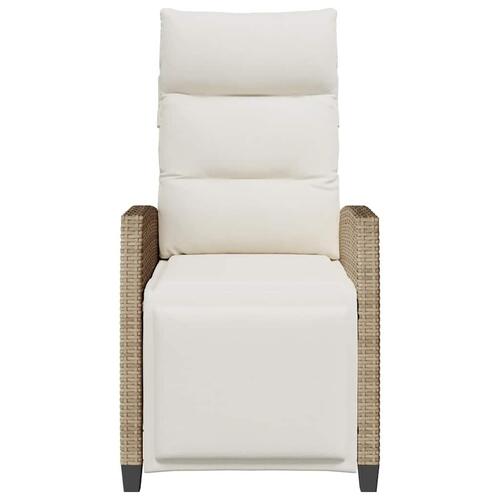 Havestol med lænefunktion og sidebord polyrattan beige