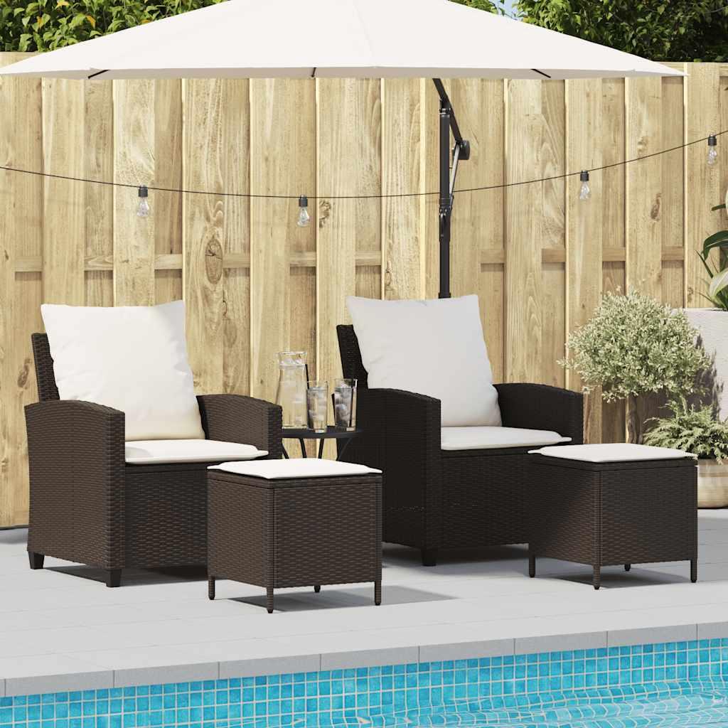 Sofasæt Til Haven 4 Dele Med Hynder Polyrattan - Brun / Cremefarvet