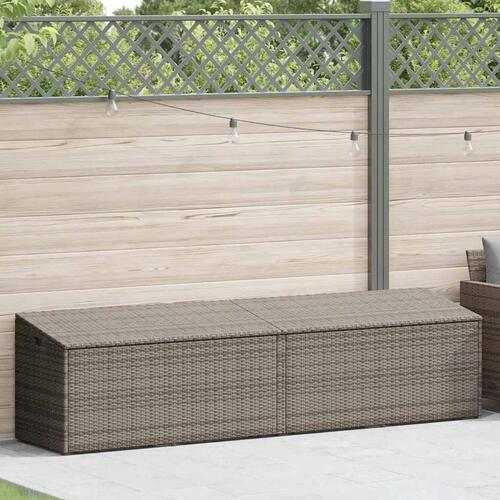 Opbevaringskasse til haven 220x50x58 cm polyrattan grå