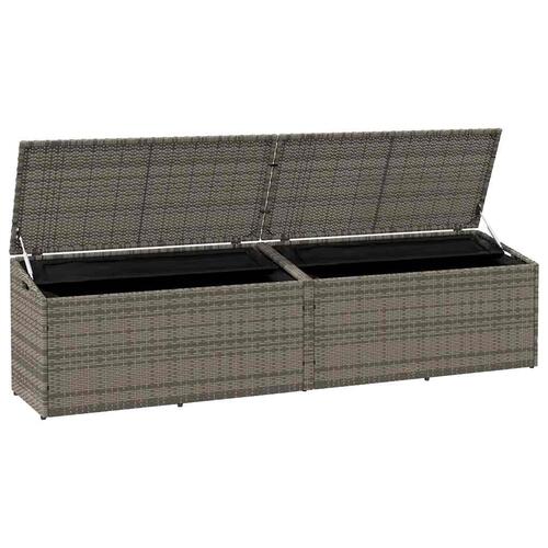 Opbevaringskasse til haven 220x50x58 cm polyrattan grå