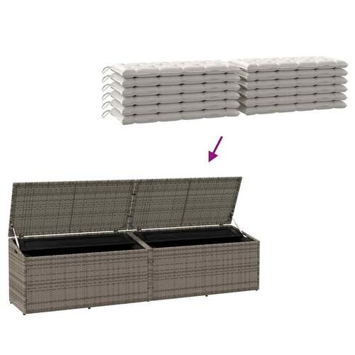 Opbevaringskasse til haven 220x50x58 cm polyrattan grå