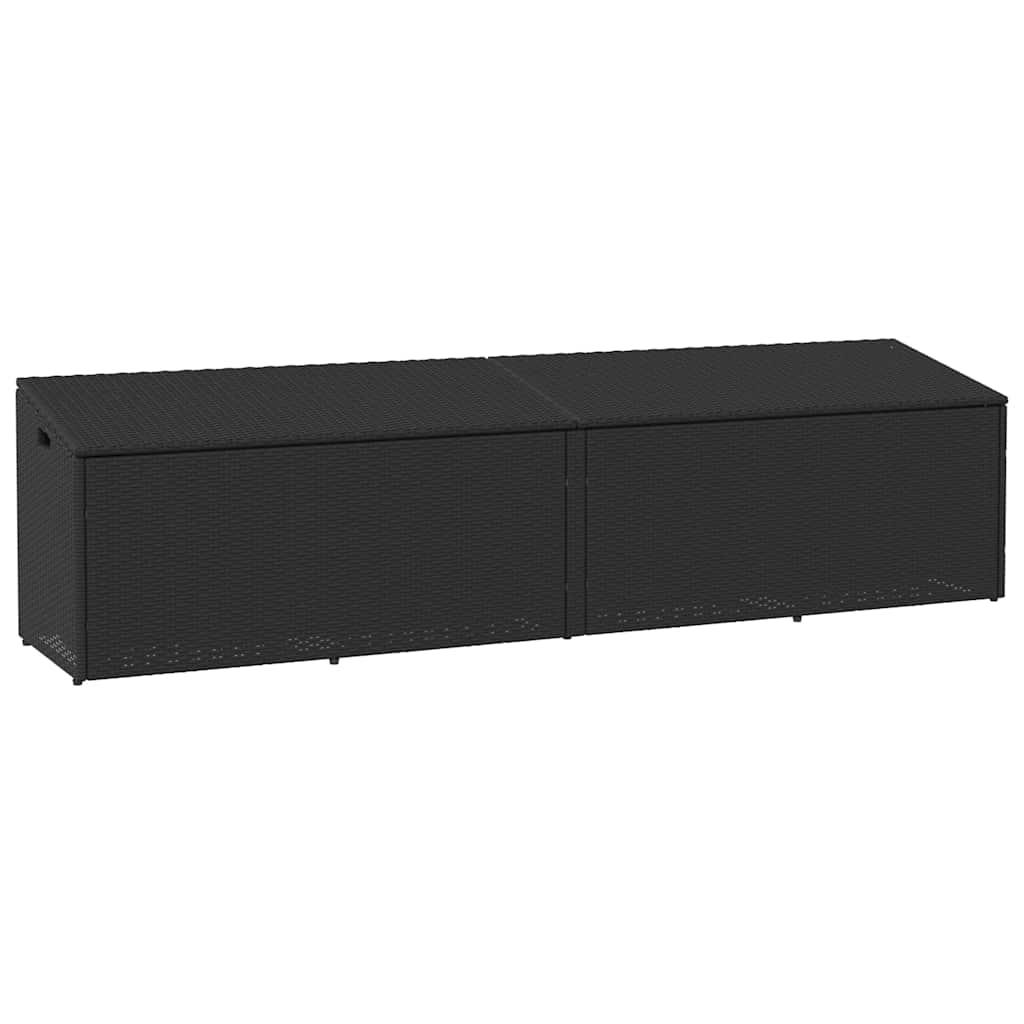Opbevaringsboks til haven 220x50x58 cm polyrattan sort