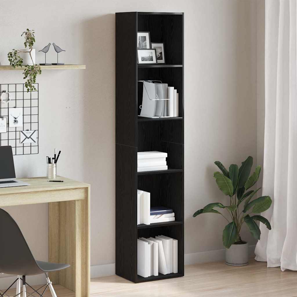 Bogreol 60X30X Konstrueret Træ Etræsfarve Sort Eg - 40 cm / 189 cm