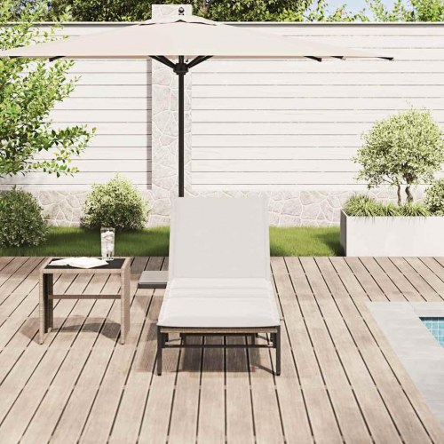 Liggestol med hynde i polyrattan - beige