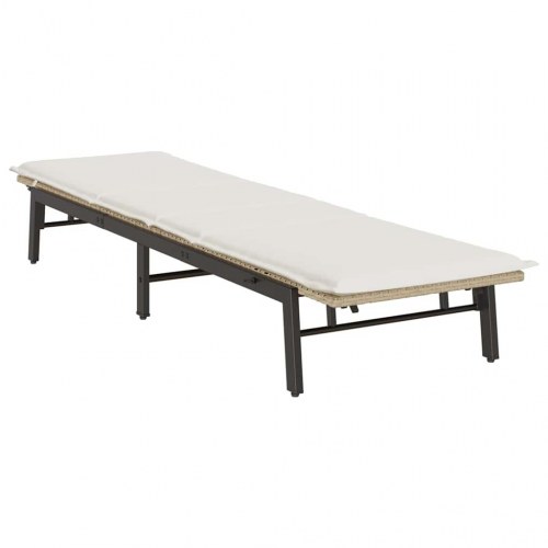 Liggestol med hynde i polyrattan - beige