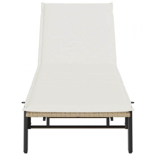 Liggestol med hynde i polyrattan - beige