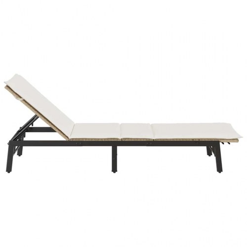 Liggestol med hynde i polyrattan - beige