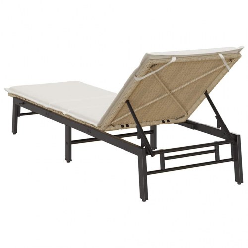 Liggestol med hynde i polyrattan - beige