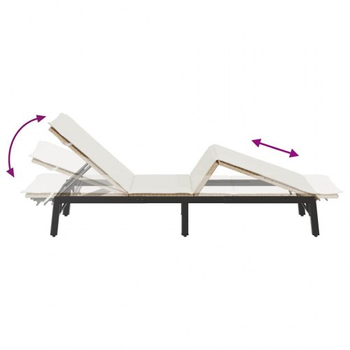 Liggestol med hynde i polyrattan - beige