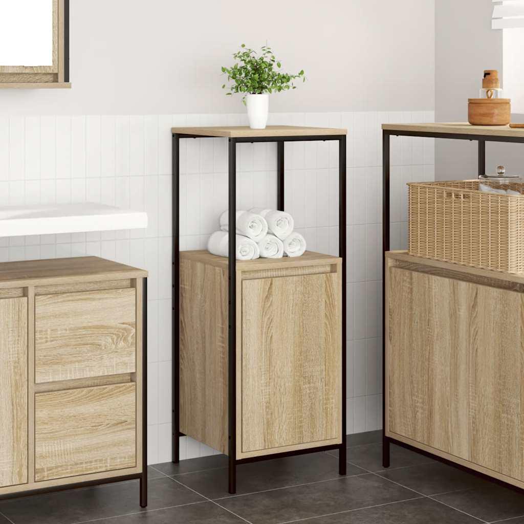 BadevÃ¦relsesskab med hylder 36x35x95 cm sonoma-eg