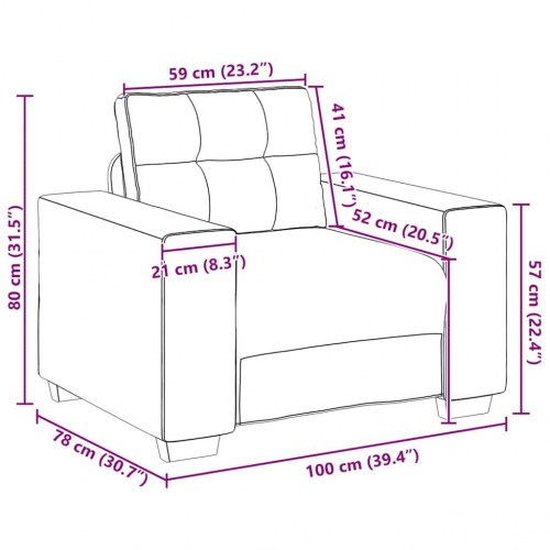 Sofastol 60 cm fløjl lysegrå