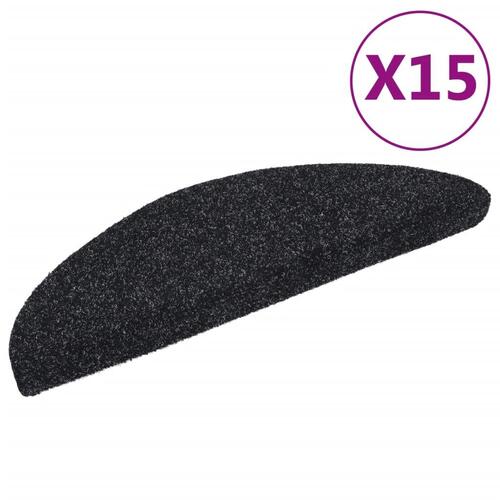 Selvklæbende trappemåtter 15 stk. nålenagle 56x17x3 cm sort