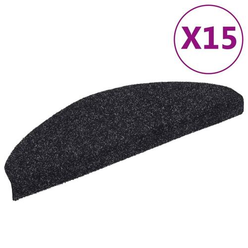 15 stk. selvklæbende trappemåtter nålenagle 65 x 21 x 4 cm sort