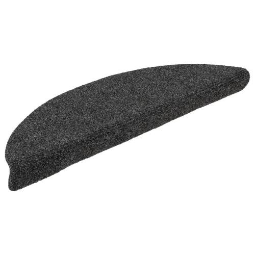 Selvklæbende trappemåtter 10 stk. 56x17x3 cm tuftet antracitgrå