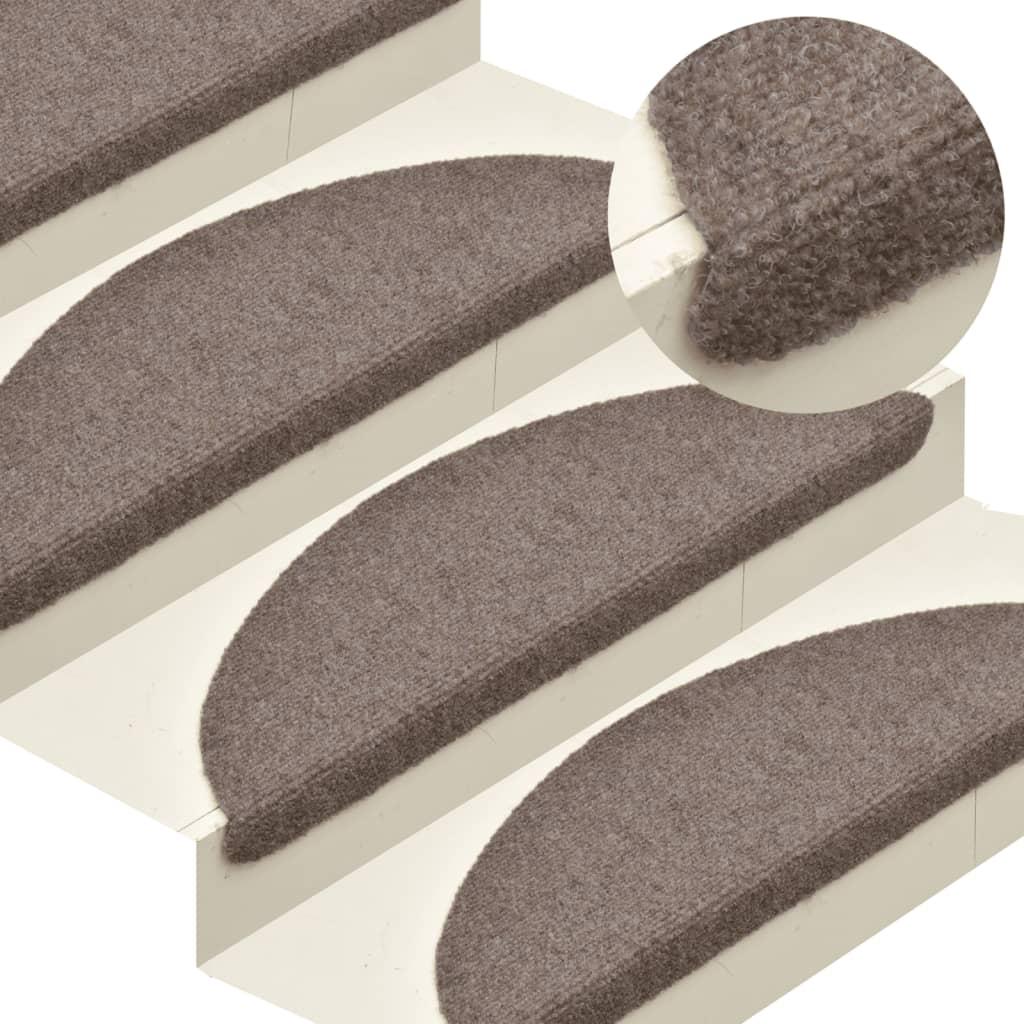 Selvklæbende trappemåtter 10 stk. 56x17x3 cm tuftet beige