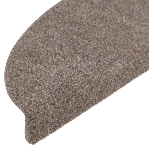 Selvklæbende trappemåtter 10 stk. 56x17x3 cm tuftet beige