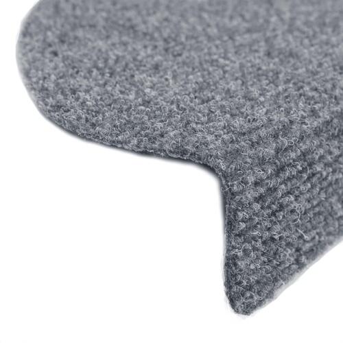 Selvklæbende trappemåtter 10 stk. 65x21x4 cm tuftet lysegrå