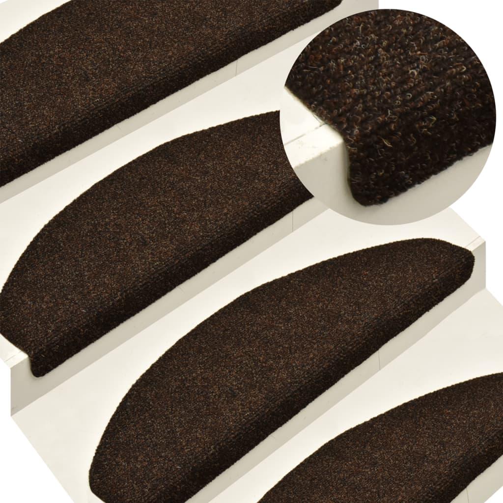 Selvklæbende trappemåtter 10 stk. 65x21x4 cm tuftet brun