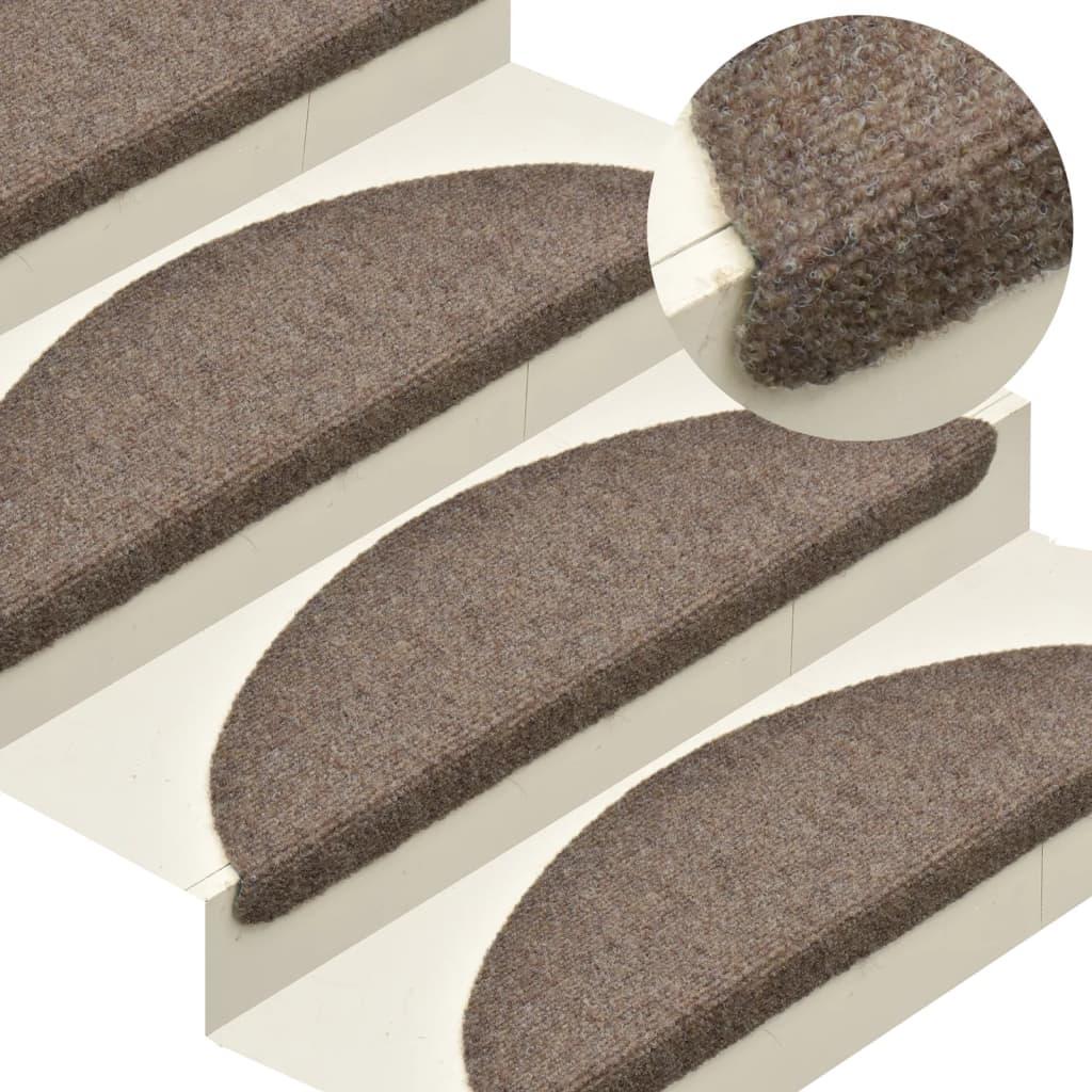 Selvklæbende trappemåtter 10 stk. 65x21x4 cm tuftet cremefarvet