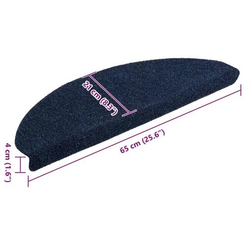 Selvklæbende trappemåtter 10 stk. 65x21x4 cm tuftet marineblå