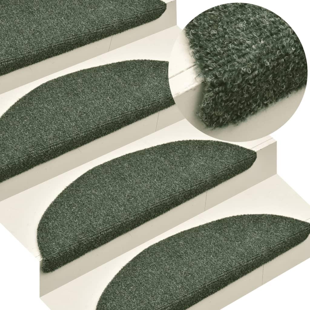 Selvklæbende trappemåtter 10 stk. 65x21x4 cm tuftet grøn