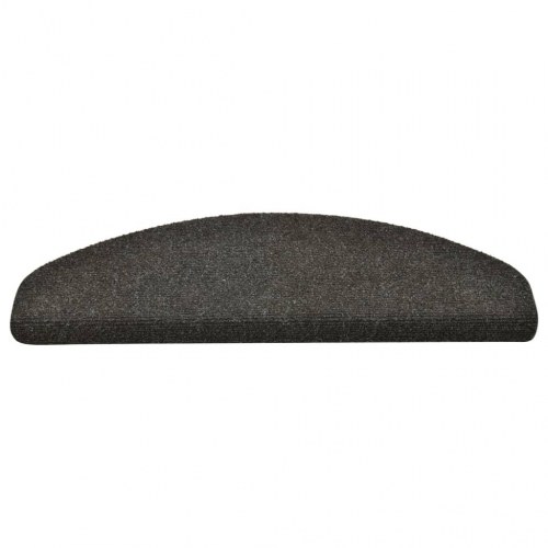 Selvklæbende trappemåtter - 15 stk. halvrunde, 65×21×4 cm, antracit