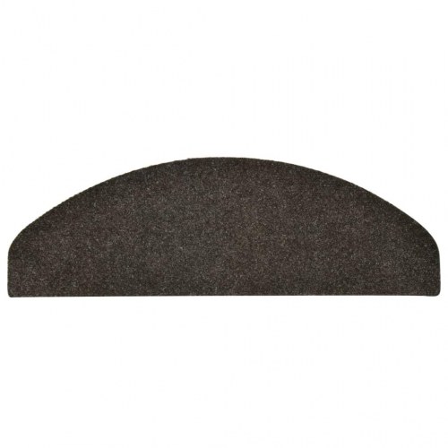 Selvklæbende trappemåtter - 15 stk. halvrunde, 65×21×4 cm, antracit