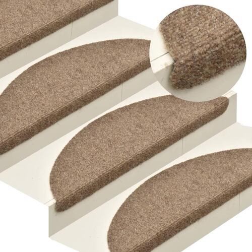 Selvklæbende trappemåtter 15 stk. 65x21x4 cm tuftet cremefarvet