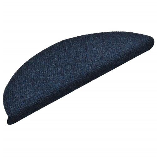 Selvklæbende trappemåtter 15 stk. 56x17x3 cm tuftet marineblå