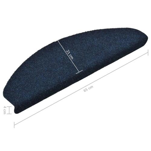 Selvklæbende trappemåtter 15 stk. 65x21x4 cm tuftet marineblå