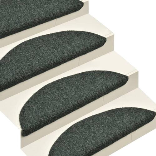 Selvklæbende trappemåtter 15 stk. 56x17x3 cm tuftet grøn