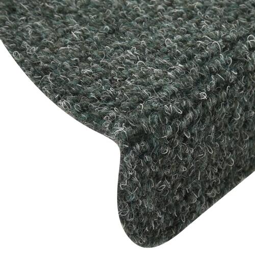 Selvklæbende trappemåtter 15 stk. 56x17x3 cm tuftet grøn