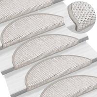 Selvklæbende trappemåtter 15 stk. 56x17x3 cm sisal-look platina
