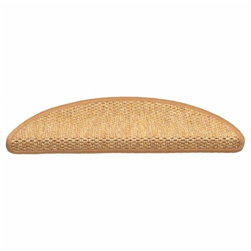 Selvklæbende trappemåtter 15 stk. 56x17x3 cm sisalfarve