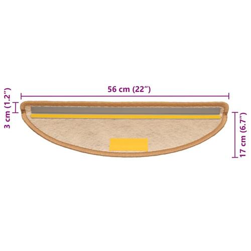 Selvklæbende trappemåtter 15 stk. 56x17x3 cm sisalfarve